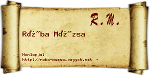 Rába Múzsa névjegykártya